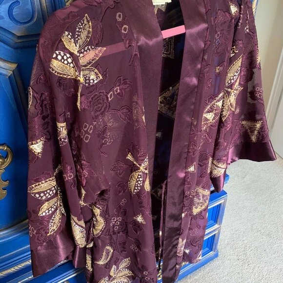 Vintage 1980s California Dynasty Purple Short Robe - Picture 1 of 2
